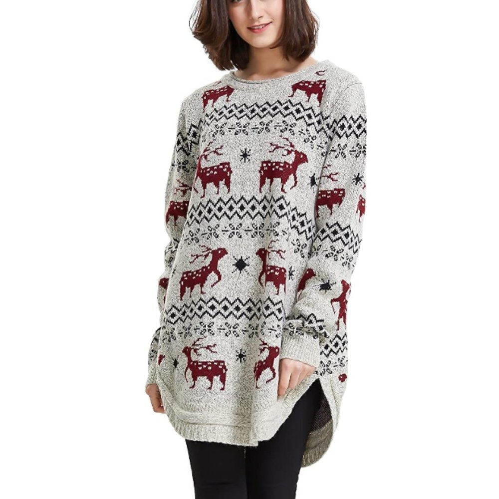 Shineflow Women's Midi Christmas Pullover Sweater